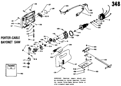 Default Diagram and Parts List for J-348 Type 1 Porter Cable Jig Saw